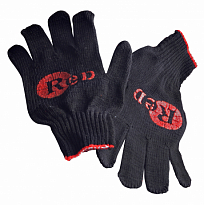  RED Перчатки х/б 5 нитей 10 класс с ПВХ ТОЧКА ЛЮКС (черные) RA4202 10/500шт